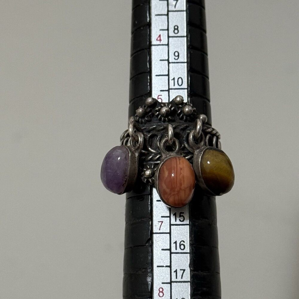 Vintage Mexico Signed Size 5 3/4 Sterling Dangle Ring